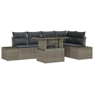 Garten Sofa Set Grau Poly Rattan 6-teilig