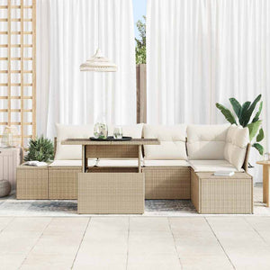Gartensofa Set Beige Poly Rattan 6-teilig
