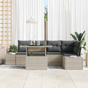 Gartenmöbel Set Hellgrau Poly Rattan 6-teilig