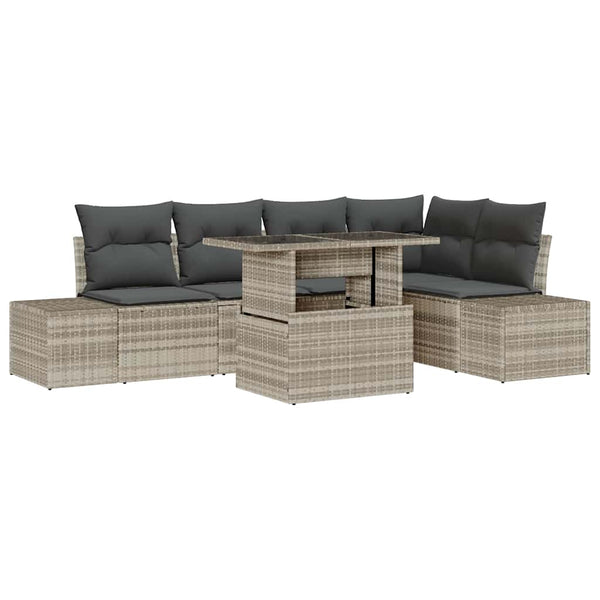 Gartenmöbel Set Hellgrau Poly Rattan 6-teilig