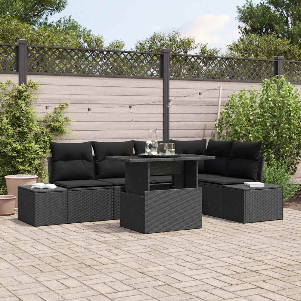 Schwarzes Poly Rattan Gartenmöbel Set mit Kissen