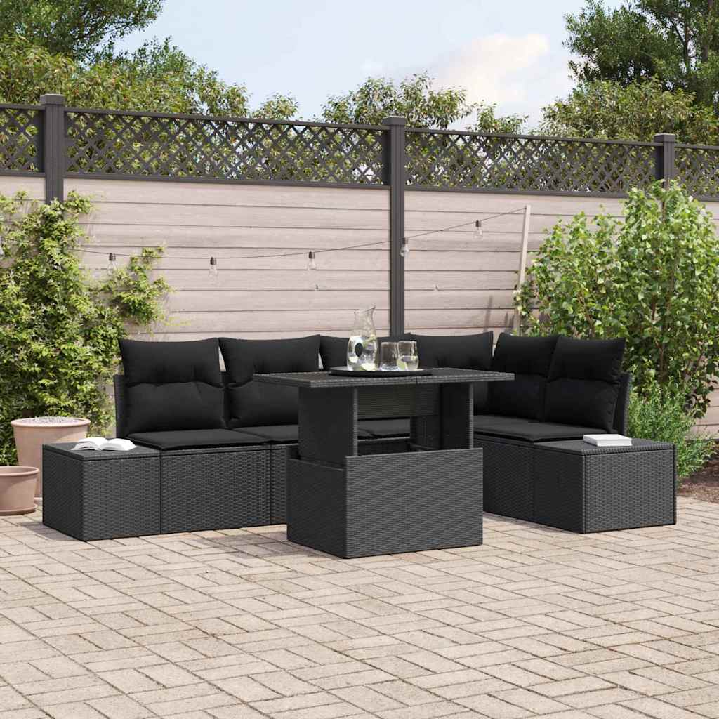 Schwarzes Poly Rattan Gartenmöbel Set mit Kissen
