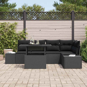 Schwarzes Poly Rattan Gartenmöbel Set mit Kissen