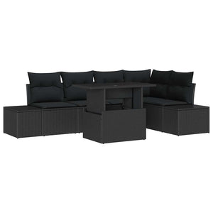 Schwarzes Poly Rattan Gartenmöbel Set mit Kissen