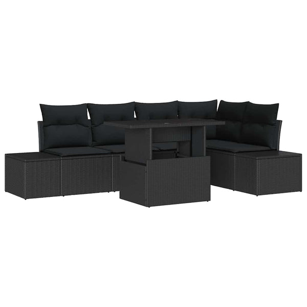 Schwarzes Poly Rattan Gartenmöbel Set mit Kissen