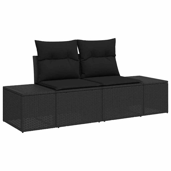 Schwarzes Poly Rattan Gartenmöbel Set mit Kissen