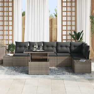 Graues Gartensofa-Set mit Kissen und Stauraum