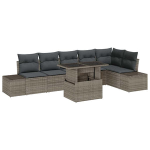 Graues Gartensofa-Set mit Kissen und Stauraum