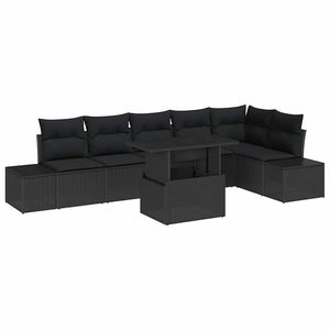 Schwarzes Gartensofa-Set mit Kissen & Stauraum