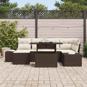Garten Sofa Set 7-teilig Braun Creme