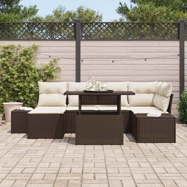 Garten Sofa Set 7-teilig Braun Creme