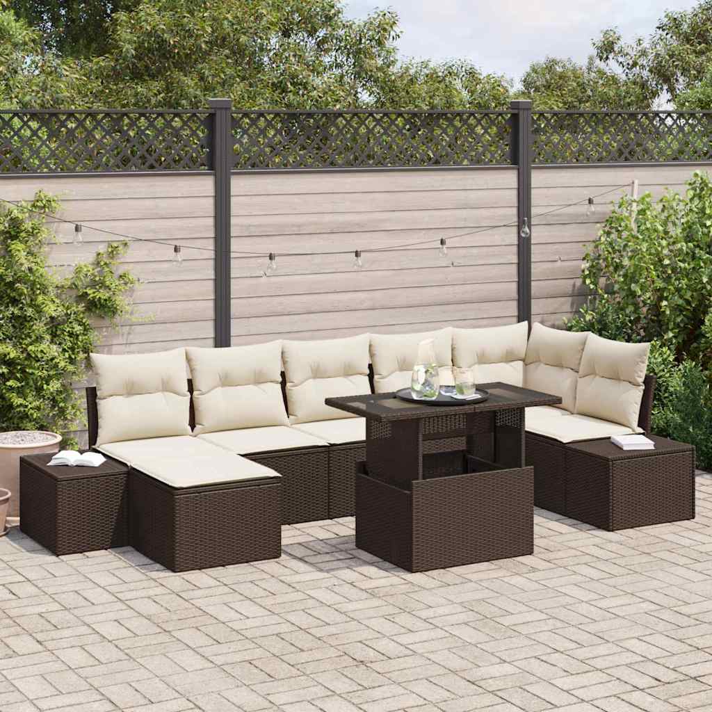 Garten Sofa Set Braun Creme 8-teilig