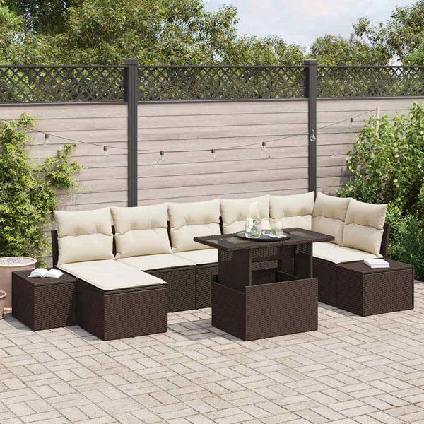 Garten Sofa Set Braun Creme 8-teilig