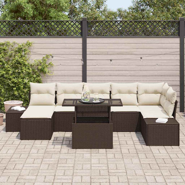 Garten Sofa Set Braun Creme 8-teilig