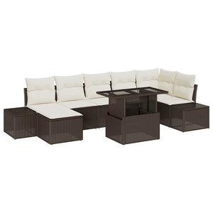 Garten Sofa Set Braun Creme 8-teilig