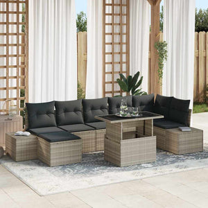 Garten Sofa Set Hellgrau mit Kissen