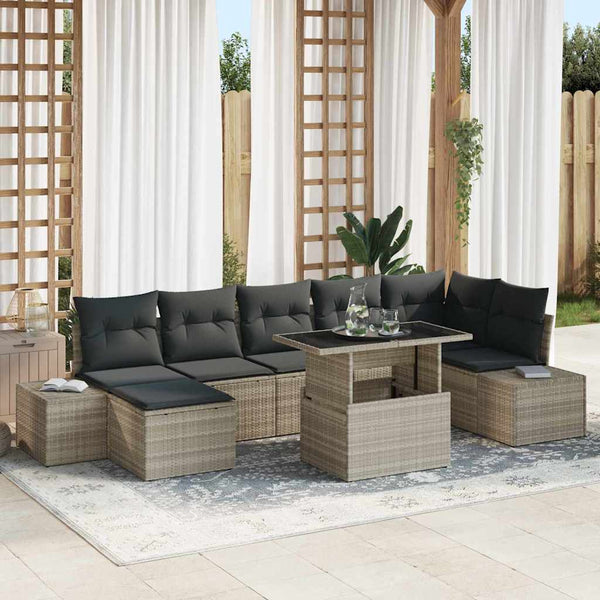Garten Sofa Set Hellgrau mit Kissen