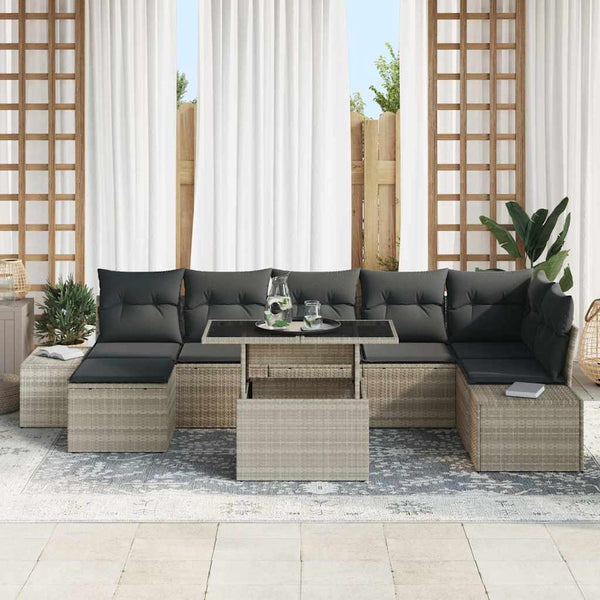 Garten Sofa Set Hellgrau mit Kissen