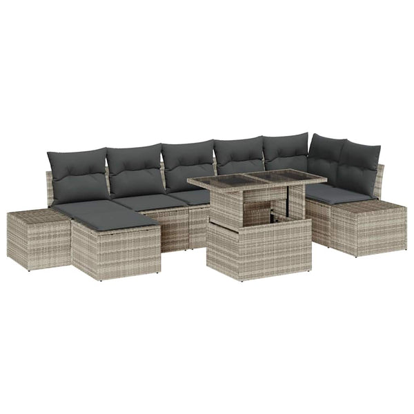 Garten Sofa Set Hellgrau mit Kissen