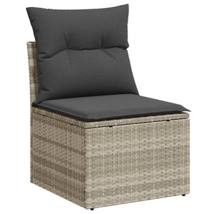 Garten Sofa Set Hellgrau mit Kissen