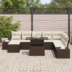 Gartensofa Set Braun Creme 9-teilig