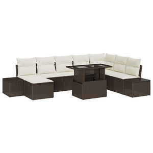 Gartensofa Set Braun Creme 9-teilig