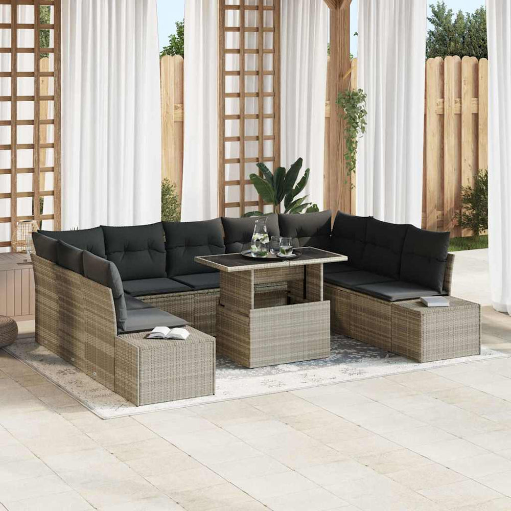 Gartenmöbel Set Hellgrau mit Kissen & Stauraum