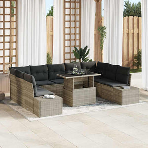 Gartenmöbel Set Hellgrau mit Kissen & Stauraum