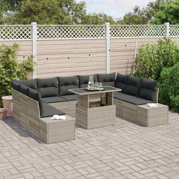 Gartenmöbel Set Hellgrau mit Kissen & Stauraum
