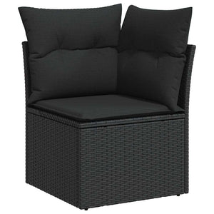 Gartensofa Set Schwarz Poly Rattan mit Kissen