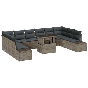 vidaXL Salon de jardin avec coussins et rangements 11 pcs Gris