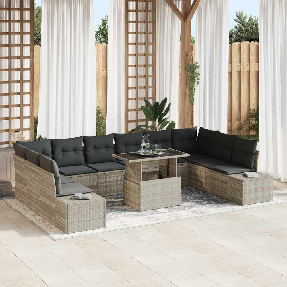 Gartenmöbel-Set mit Kissen & Stauraum, 11-teilig