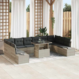 Gartenmöbel-Set mit Kissen & Stauraum, 11-teilig