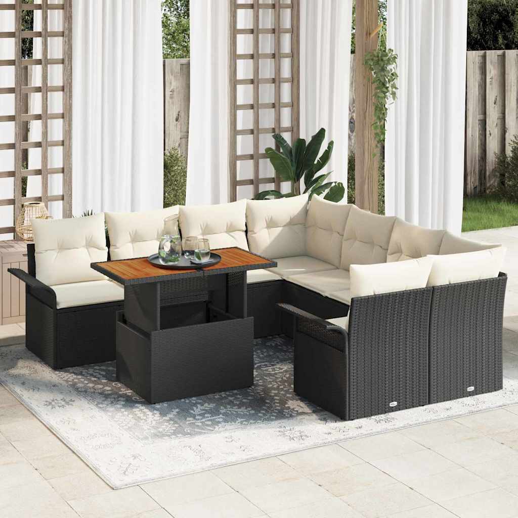 Garten Sofa Set Schwarz Creme
