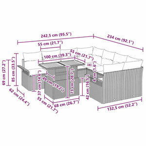 Garten Sofa Set Schwarz Creme