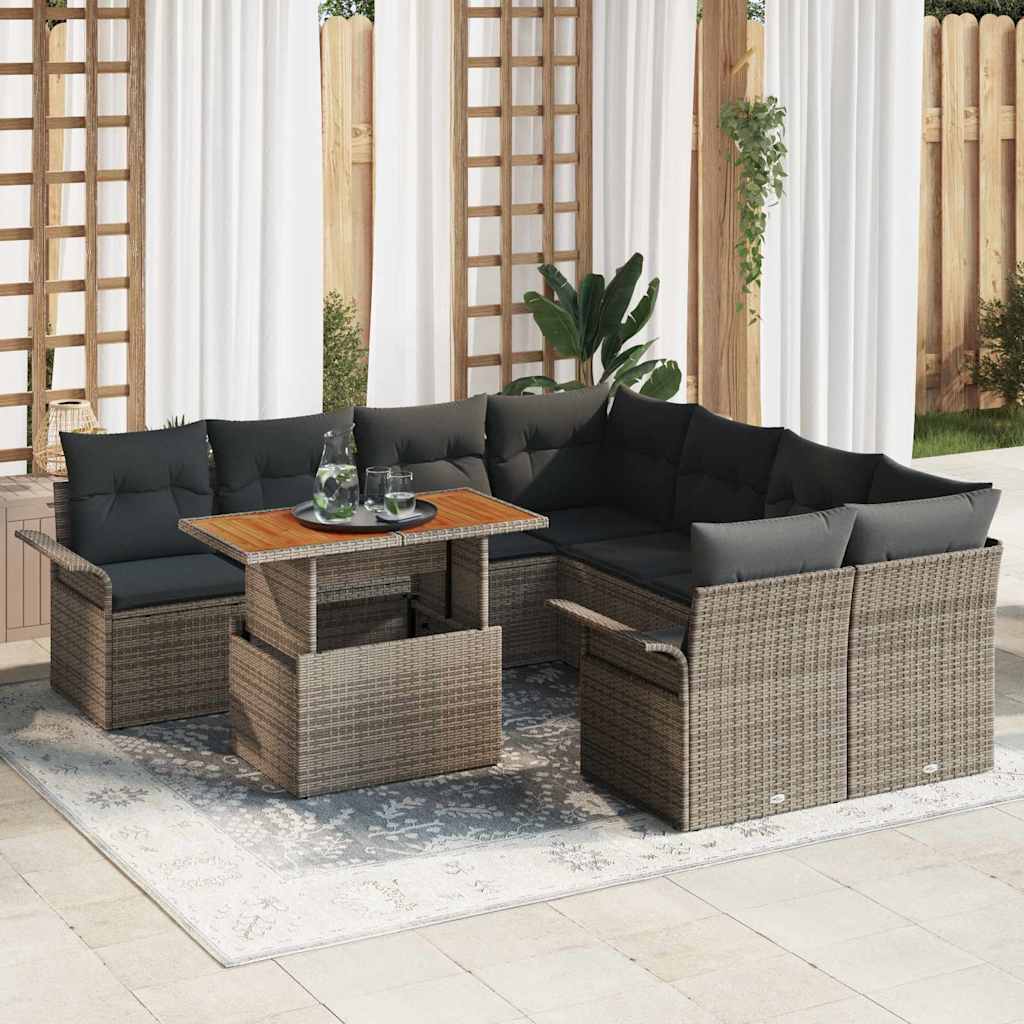 Garten Sofa Set Grau mit Kissen