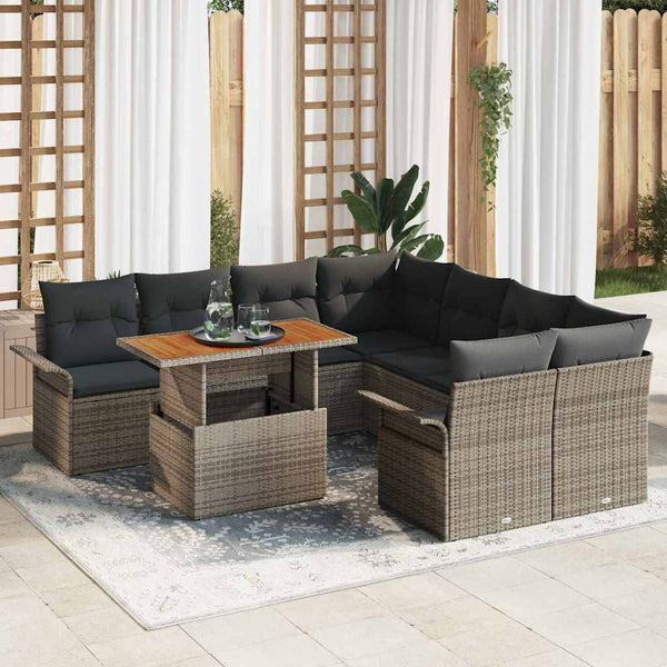 Garten Sofa Set Grau mit Kissen