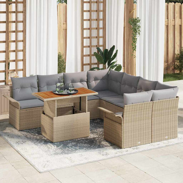 Garten Sofa Set Beige/Hellgrau mit Kissen