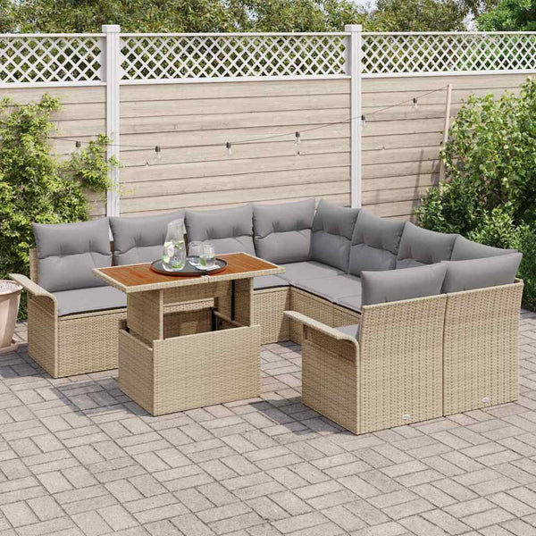 Garten Sofa Set Beige/Hellgrau mit Kissen