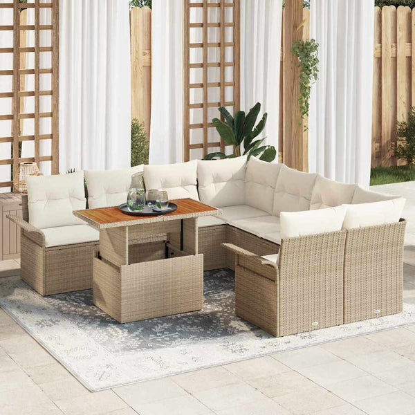 Garten Sofa Set Beige Creme mit Kissen