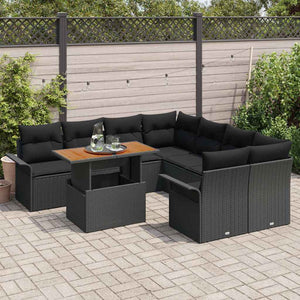 Garten Sofa Set Schwarz mit Kissen