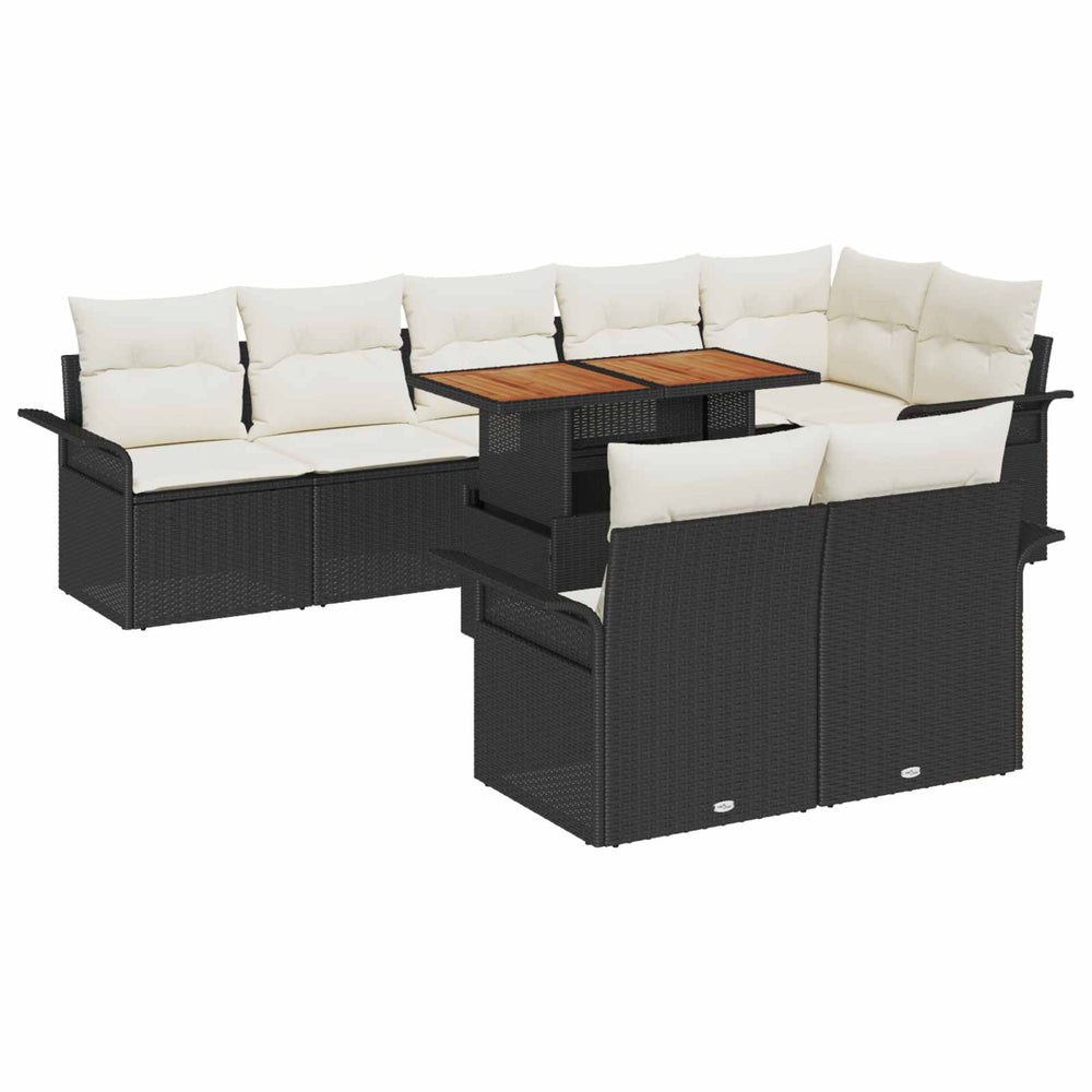 vidaXL Ensemble de canapés de jardin avec coussins 9 pcs Noir et crème Résine tressée
