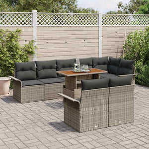 vidaXL Salon de jardin avec coussins 9 pcs Gris Résine tressée