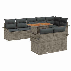 vidaXL Salon de jardin avec coussins 9 pcs Gris Résine tressée