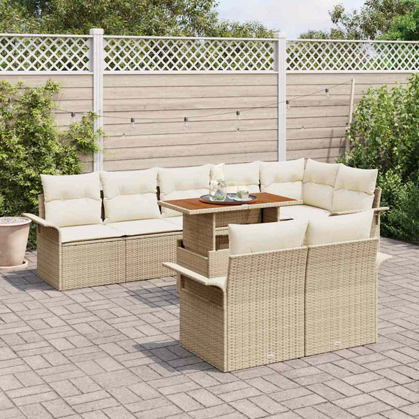 vidaXL Salon de jardin avec coussins 9 pcs Beige et Crème Résine tressée