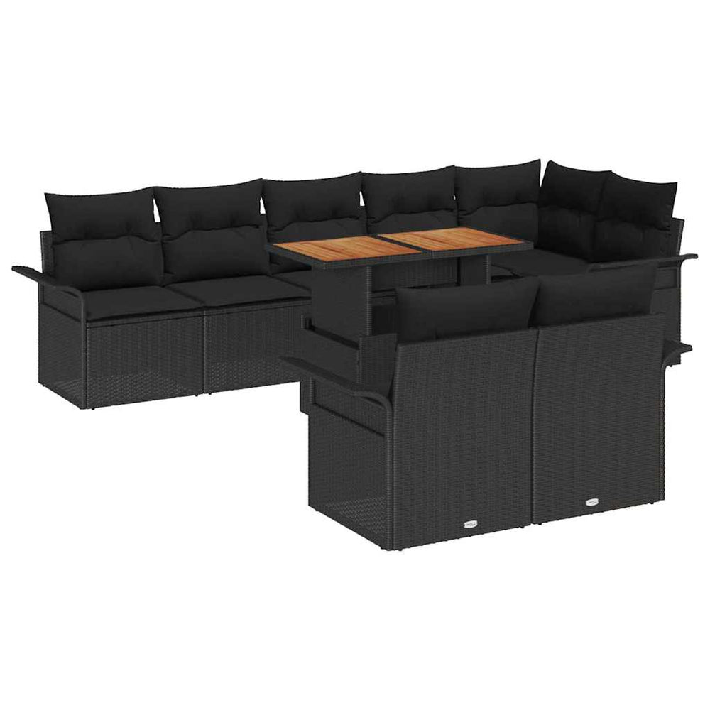vidaXL Ensemble de canapés de jardin avec coussins 9 pcs Noir résine tressée