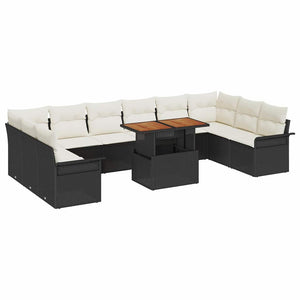 Gartensofa Set Schwarz Creme 11-teilig