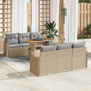 vidaXL Salon de jardin avec coussins 7 pcs Beige et gris clair Résine tressée