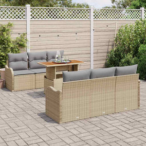 vidaXL Salon de jardin avec coussins 7 pcs Beige et gris clair Résine tressée