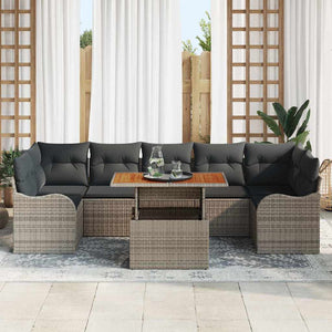 Graues Gartensofa-Set mit Kissen, 8-teilig